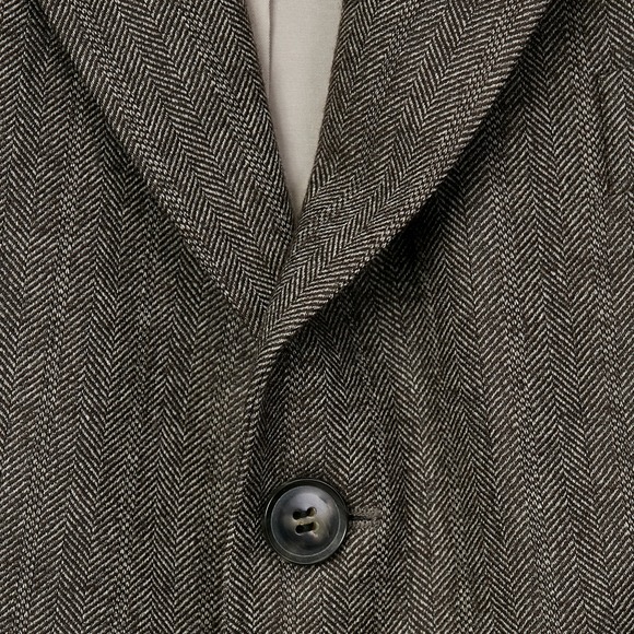 BOSS Hugo Boss Sport coat Mens 42L Brown Herringbone Wool Cashmere Blazer Jacket - Picture 2 of 16